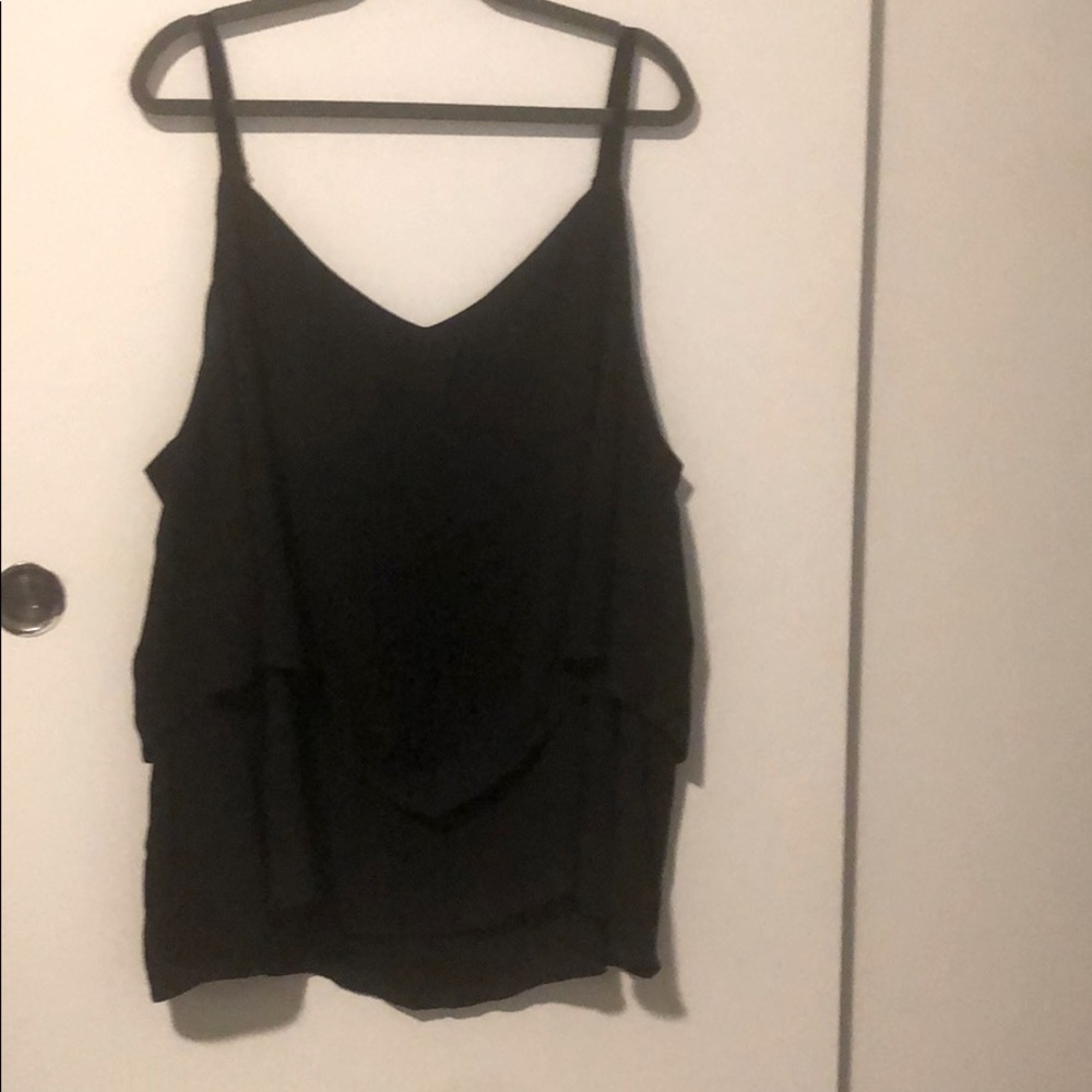 Black spaghetti strap top with layered detail
